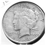 1924 PEACE DOLLAR VF