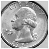1951 S GEM BU WASHINGTON QUARTER