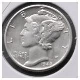 1942 D CH BU SPLIT BANDS MERCURY DIME