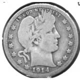 1914 D BARBER QUARTER VG