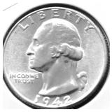 1942 GEM BU WASHINGTON QUARTER