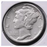 1942 S MERCURY DIME AU