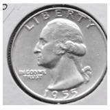 1955 D WASHINGTON QUARTER AU