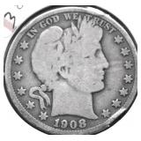 1908 O BARBER HALF DOLLAR G
