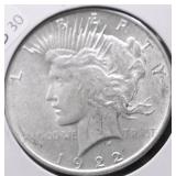 1922 PEACE DOLLAR AU