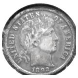 1892 BARBER DIME VF
