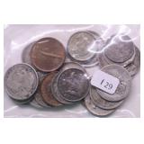 BAG OF FOREIGN SILVER COINS