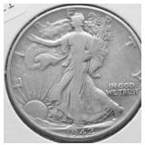 1942 WALKING HALF DOLLAR VF