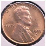 1955 S GEM RED LINCOLN CENT