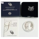 2019 S PROOF SILVER EAGLE W BOX PAPERS