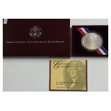 THOMAS JEFFERSON SILVER DOLLAR W BOX PAPERS