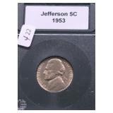 1953 GEM BU JEFFERSON NICKEL