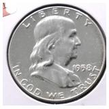 1958 CAMEO PROOF FRANKLIN HALF DOLLAR