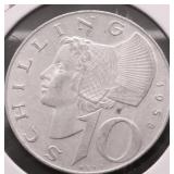 AUSTRIA SILVER 10 SCHILLINGS AU