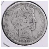 1908 O BARBER HALF DOLLAR G
