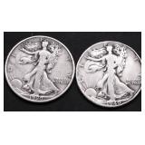 TWO WALKING HALF DOLLARS