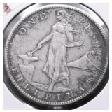 1908 S US PHILIPPINES SILVER PESO XF