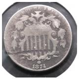 1874 SHILELD NICKEL G