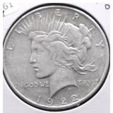 1922 D PEACE DOLLAR VF