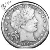 1899 BARBER HALF DOLLAR VF