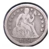 1850 SEATED DIME F