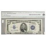1034 D GEM BU 5 DOLLAR SILVER CERTIFICATE
