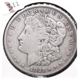 1921 S MORGAN DOLLAR VF