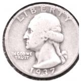 1937 D WASHINGTON QUARTER F