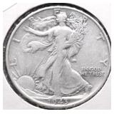 1943 WALKING HALF DOLLAR VF