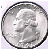 1947 GEM BU WASHINGTON QUARTER