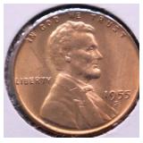 1955 S GEM RED LINCOLN CENT