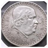 1947 MEXICO SILVER PESO XF