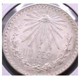 1943 MEXICO GEM BU SILVER PESO