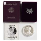1993 PROOF SILVER EAGLE W BOX PAPERS