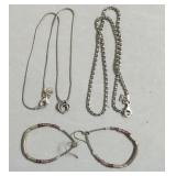 STERLING SILVER BRACELET, NECKLACE, EAR RINGS