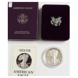 1987 PROOF SILVER EAGLE W BOX PAPERS