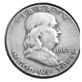 1953 D FRANKLIN HALF DOLLAR VF