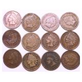 12 INDIAN HEAD CENTS