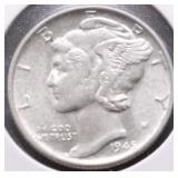 1945 GEM BU MERCURY DIME