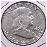 1963 D CHOICE BU FRANKLIN HALF DOLLAR