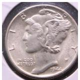 1944 D GEM BU MERCURY DIME