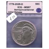 2026 ICG MS67 HALF DOLLAR