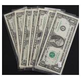 8 90S GEM BU 1 $ FEDERAL RESERVE NOTES