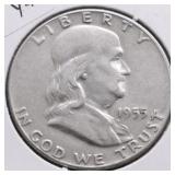1955 FRANKLIN HALF DOLLAR AU