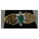 10K GOLD EMERALD DIAMOND RING SZ 6.5  2.12 GRAMS