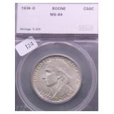 1936 D SEGS MS64 BOONE HALF DOLLAR