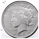 1934 D PEACE DOLLAR XF
