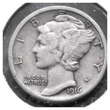 1916 S MERCURY DIME XF