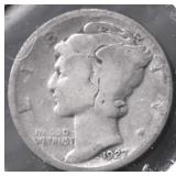 1927 D MERCURY DIME VG