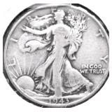 1943 WALKING HALF DOLLAR VF